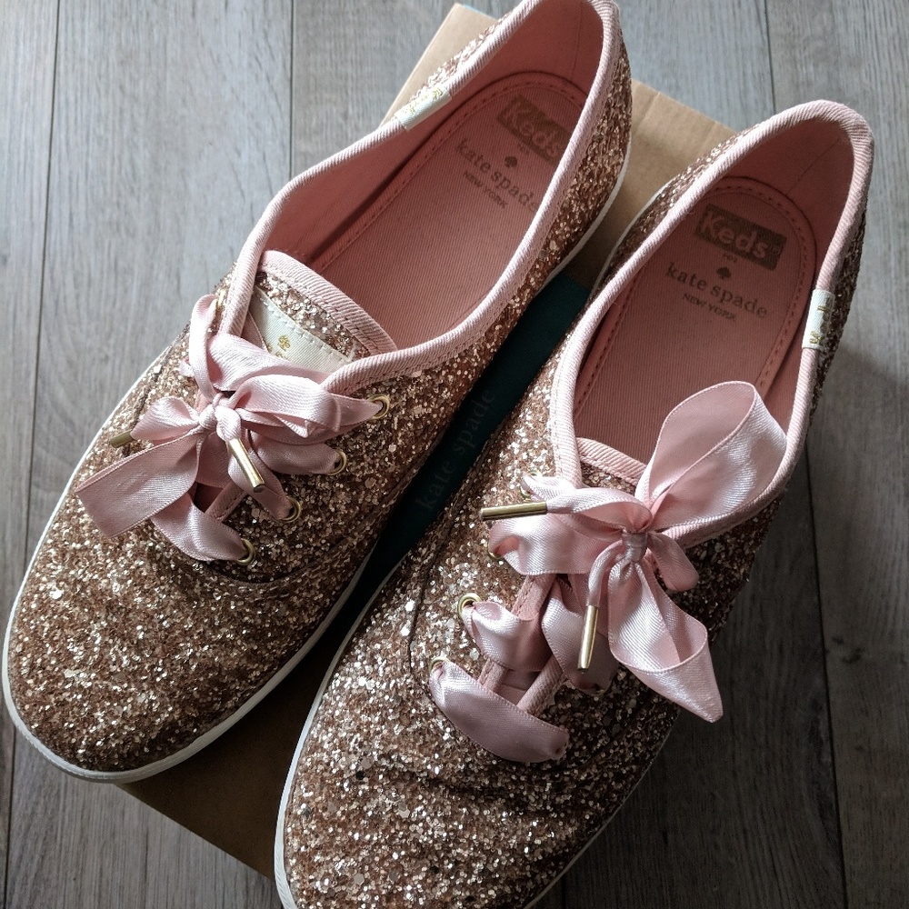 Keds Kate Spade rose gold glitter shoes size 9